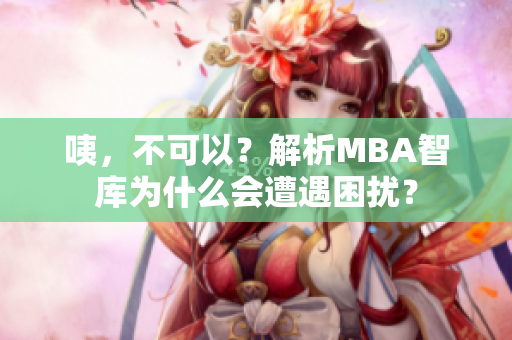 咦，不可以？解析MBA智庫為什么會遭遇困擾？